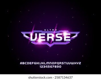 modern futuristic tech ultra verse text effect alphabet with tech frame