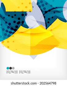 Modern futuristic techno abstract composition, overlapping shapes