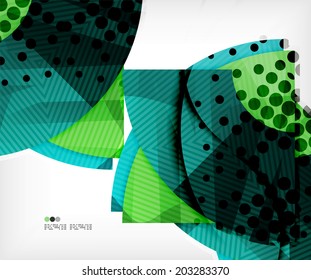 Modern futuristic techno abstract composition, overlapping shapes