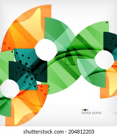 Modern futuristic techno abstract composition, overlapping shapes