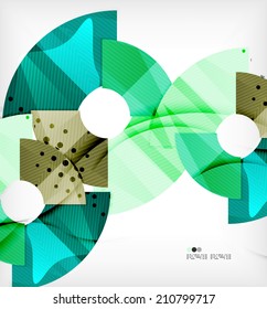 Modern futuristic techno abstract composition, overlapping shapes