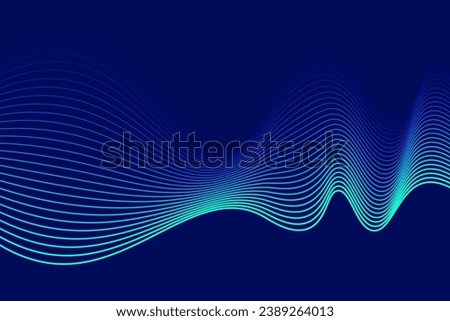 Modern futuristic technology background, dark blue, dynamic glowing shiny wavy lines. Vector illustration
