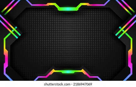 Modern futuristic technology gaming backdrop, abstract multicolored gradient with dark game interface background