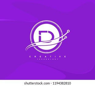 Modern Futuristic Technology Letter D Circle Swoosh Logo