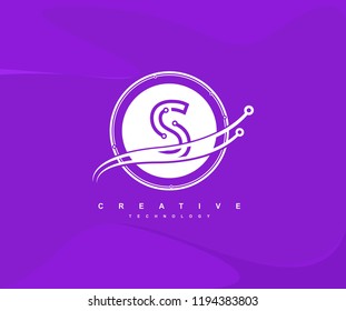 Modern Futuristic Technology Letter S Circle Swoosh Logo