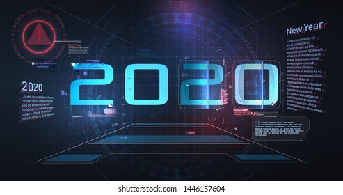 Modern futuristic technology template for 2020. New year 2020 in style HUD,GUI, UX. Futuristic background for your design.Technology background. Digital data visualization. Hi-tech  concept innovation