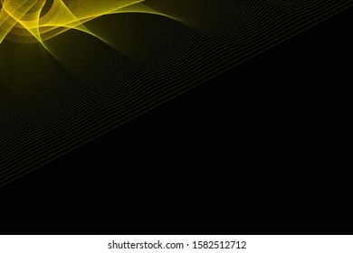 Modern futuristic technology template, vector geometric background, yellow black empty blank nonody backdrop,wavy 3d lines