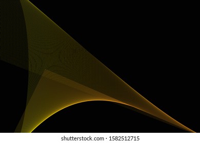 Modern futuristic technology template, vector geometric background, yellow black empty blank nonody backdrop,wavy 3d lines