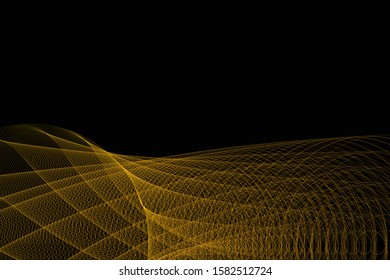 Modern futuristic technology template, vector geometric background, yellow black empty blank nonody backdrop,wavy 3d lines