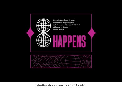 Modern futuristic vaporwave elements for streetwear fashion, duitable for printing