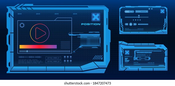 Modern futuristic video player. New media player. Digital template. Audio-video player. Screen of the video player. Vector illustration