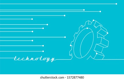 Modern futuristic virtual abstract background for technology, and engineering. Isometric thin line style gear model