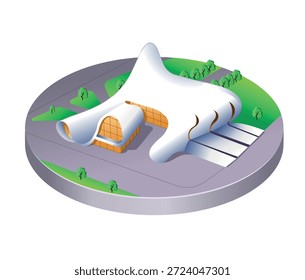 Moderno edificio blanco futurista. Vector 3D ilustración