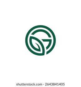 Modernes G-Letter-Logo mit Blattform, umweltfreundliches Branding-Design.
