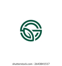 Modern G Letter Logo with Leaf Shape, Eco Friendly Branding Design.