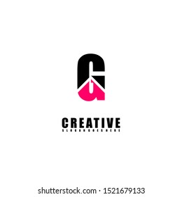 modern G logo letter in pink and black futuristic design concept isolated on white background