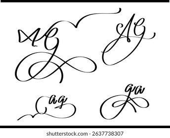Modern GA Monogram: G and A Overlapped for Striking Brand Identity, AG Emblem: Premium A and G Interlocked Letter Calligraphy Logo