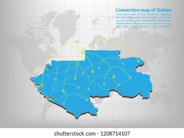 Modern of gabon Map connections network design, Best Internet Concept of gabon map business from concepts series, map point and line composition. Infographic map. Vector Illustration.