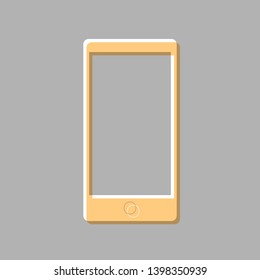 Modern gadget with blank screen. Emboss effect with light orange icon on gray background.