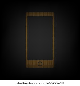 Modern gadget with blank screen. Icon as grid of small orange light bulb in darkness. Illustration.