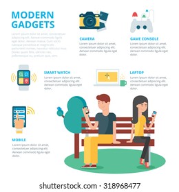 Modern gadgets infographic, vector illustration