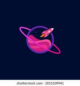 modern galaxy logo with rocket icon