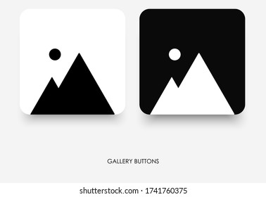 Modern gallery buttons design with push effect and shadow, for UI, smartphone, mobile etc. Designed in minimalism style, digital element for system interface. Landscape. Eps 10 vector