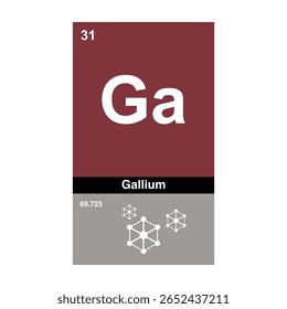 Design Moderno De Elemento De Gálio, Ícone De Química De Tabela Periódica.