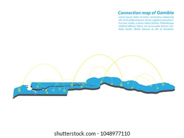 Modern of gambia Map connections network design, Best Internet Concept of gambia map business from concepts series, map point and line composition. Infographic map. Vector Illustration.
