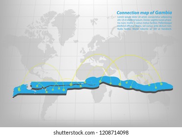 Modern of gambia Map connections network design, Best Internet Concept of gambia map business from concepts series, map point and line composition. Infographic map. Vector Illustration.
