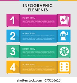 Modern gamble infographic template. infographic design with gamble icons includes pllaying card. can be used for presentation, diagram, annual report, web design.