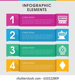Modern gambling infographic template. infographic design with gambling icons includes Diamonds. can be used for presentation, diagram, annual report, web design. 