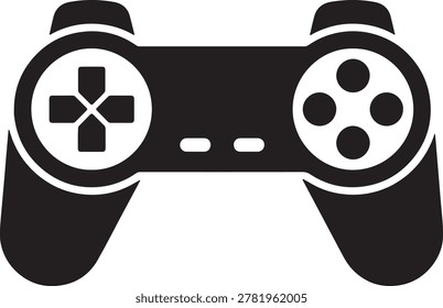 Modern game controller silhouette with thumbsticks d pad action buttons in black and white background d pad next generation entertainment joystick silhouette technology electronics