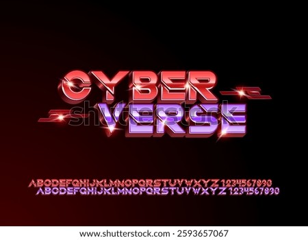 modern game effect cyber verse red violet text effect technology 3d