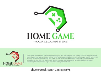 modern game house logo and with the concept of a gamepad, vector illustration element