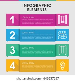 Modern games infographic template. infographic design with games icons includes swing, torch. can be used for presentation, diagram, annual report, web design.