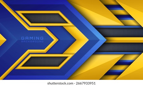 Fondo de juego moderno en azul marino y amarillo, Anuncio digital de deportes electrónicos, fondo de jugador futurista, Fondo de pantalla de juego Abstractas