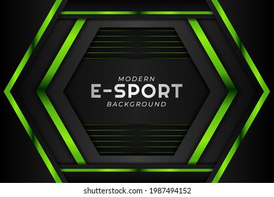 Modern Gaming E-Sport Glossy Green Metallic with Dark Background