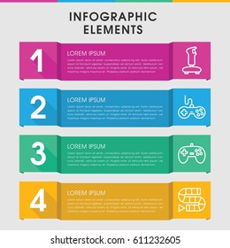 Modern gaming infographic template. infographic design with gaming icons includes joystick. can be used for presentation, diagram, annual report, web design. 