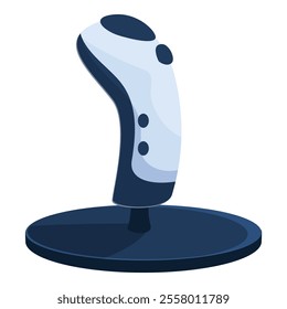 Modern gaming joystick is standing on a table, ready for action and exciting gameplay