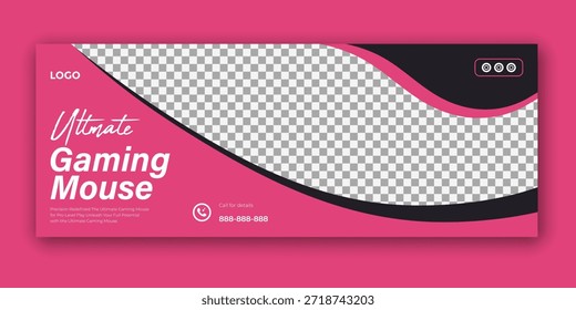 Plantilla moderna del Anuncio del Web del ratón del juego con diseño rosado y negro