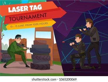 Modern Gaming Sports Poster With Laser Tag Symbols Flat Vector Illustration