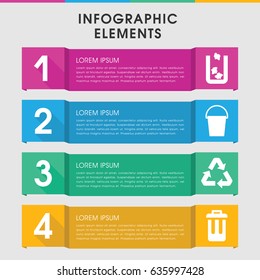 Modern garbage infographic template. infographic design with garbage icons includes trash bin, bucket, bin. can be used for presentation, diagram, annual report, web design.