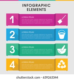 Modern garbage infographic template. infographic design with garbage icons includes bucket, dustpan. can be used for presentation, diagram, annual report, web design.