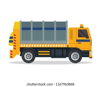 Modern Garbage Truck Illustration In Isolated White Background