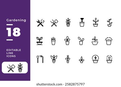 Modern Gardening Icons – Thin Line Vector for Horticulture  Cultivation