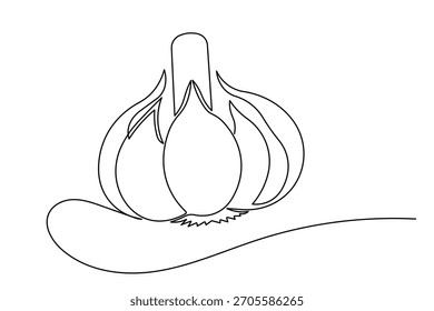 Design moderno de alho desenhado com contorno contínuo de uma linha