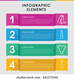 Modern garment infographic template. infographic design with garment icons includes baby onesie, socks. can be used for presentation, diagram, annual report, web design.