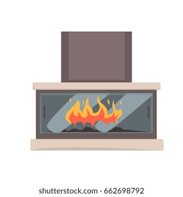 Modern gas or electric fireplace vector Illustration