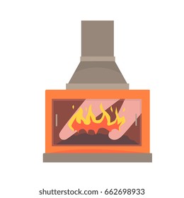 Modern gas or electric fireplace vector Illustration